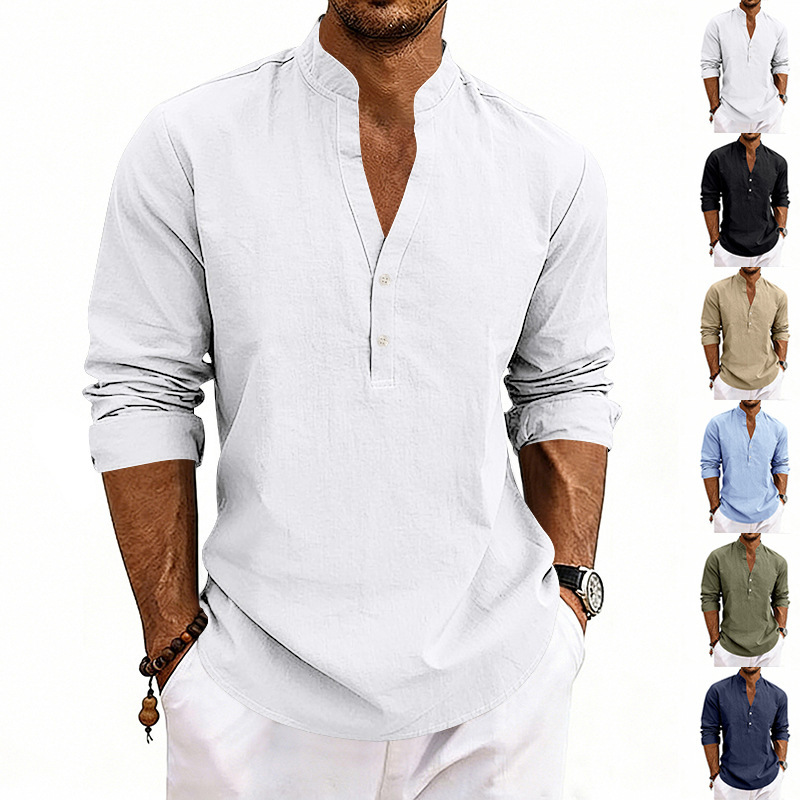 Men's Casual Breathable V-Neck Long-Sleeve T-Shirt