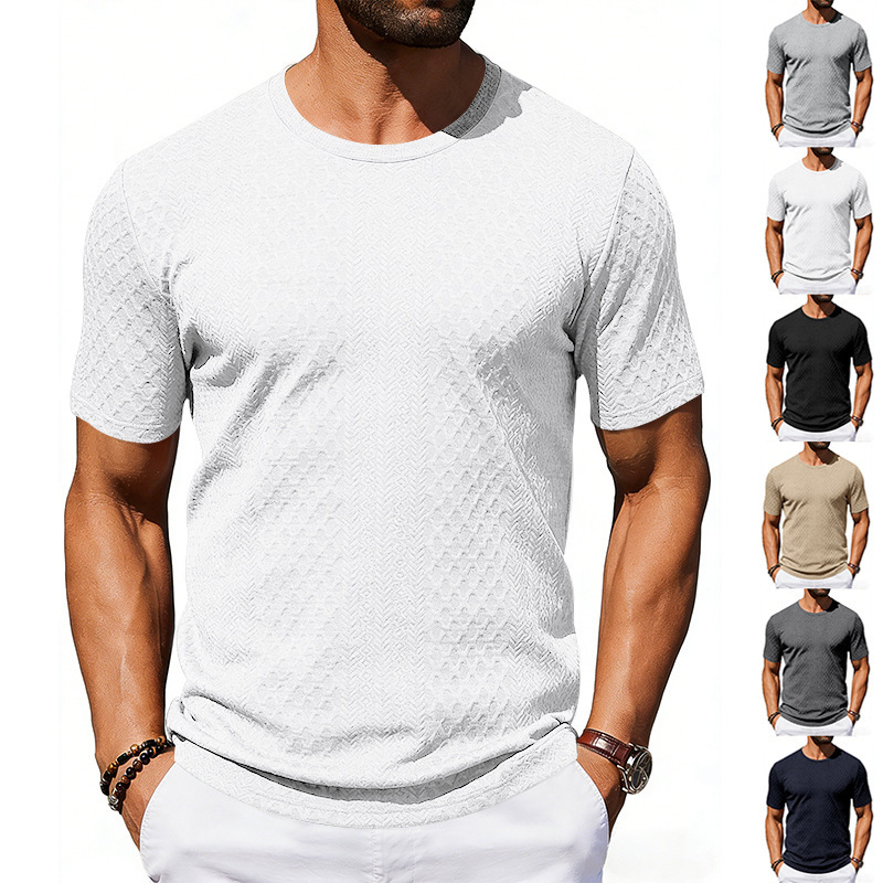 Men's Textured Jacquard Short-Sleeve Shirt