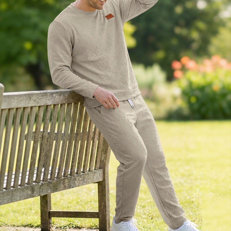 Embossed Letter Crewneck Sweatshirt And Pants Set
