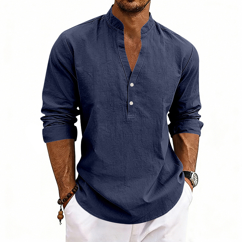 Men's Casual Breathable V-Neck Long-Sleeve T-Shirt - Image 2