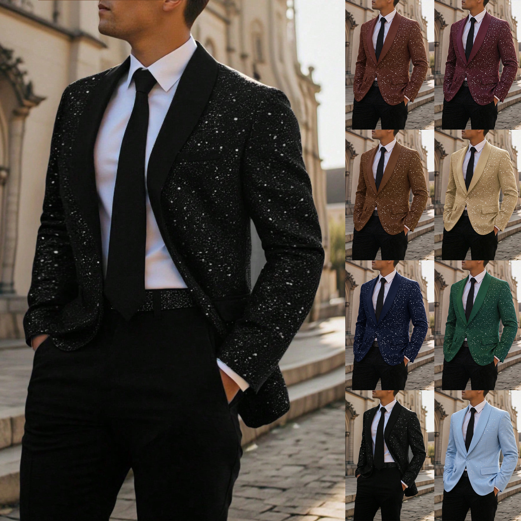 Men's Suit Casual Shiny Banquet Party Outerwear