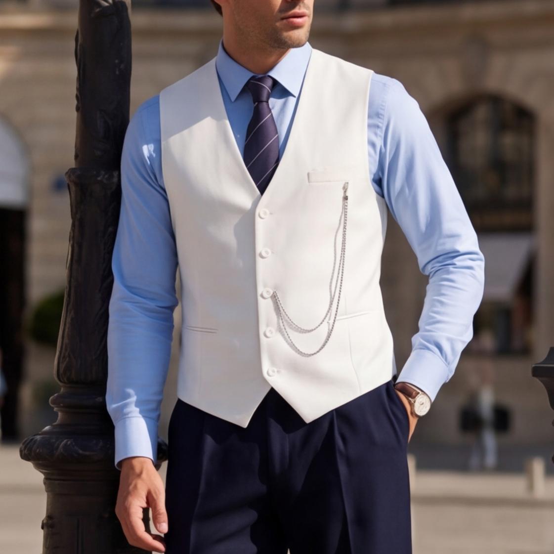 Men's Single-Breasted Suspender Suit Vest