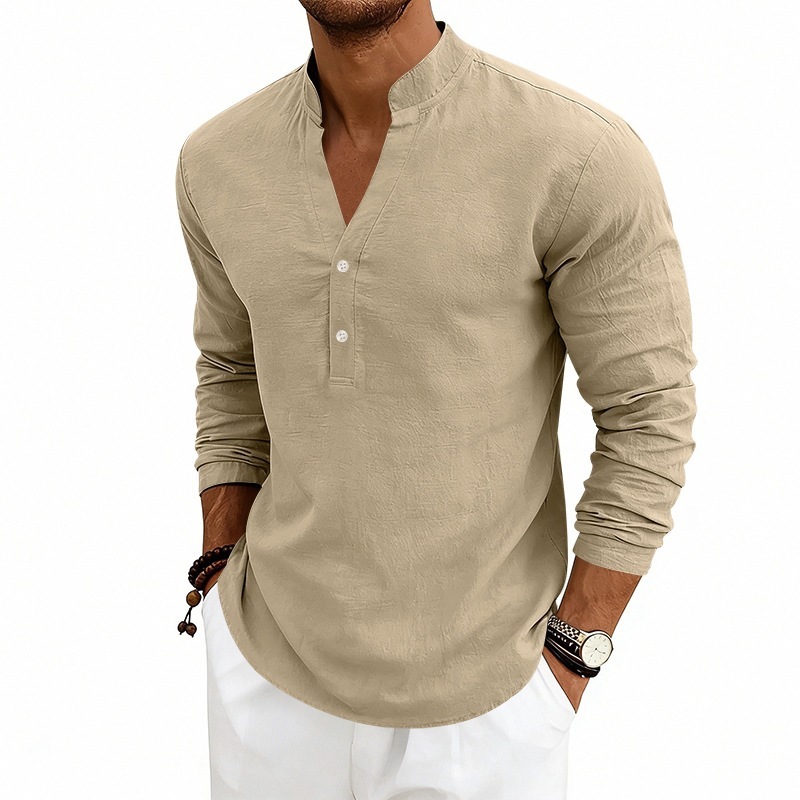 Men's Casual Breathable V-Neck Long-Sleeve T-Shirt - Image 10