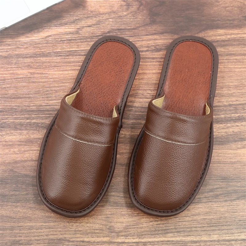 Men's And Women's Leather Slippers For Home - Image 5