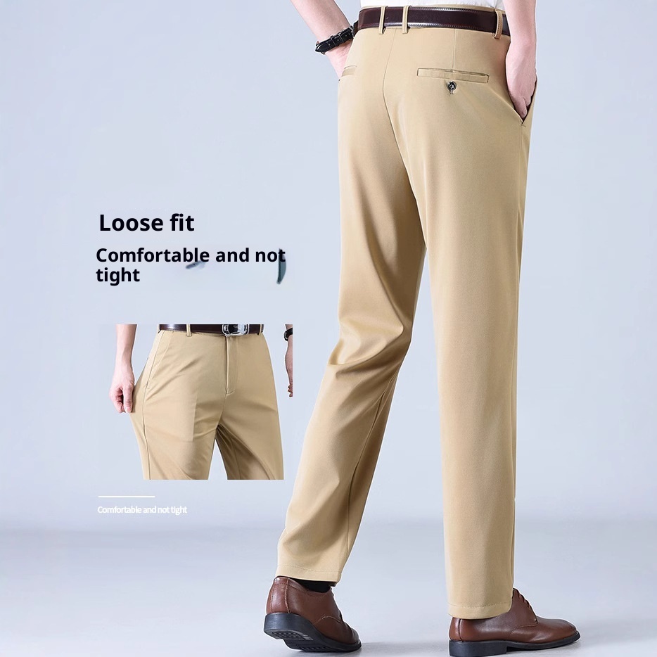 Men's Mid-age Loose Ice-silk Casual Pants
