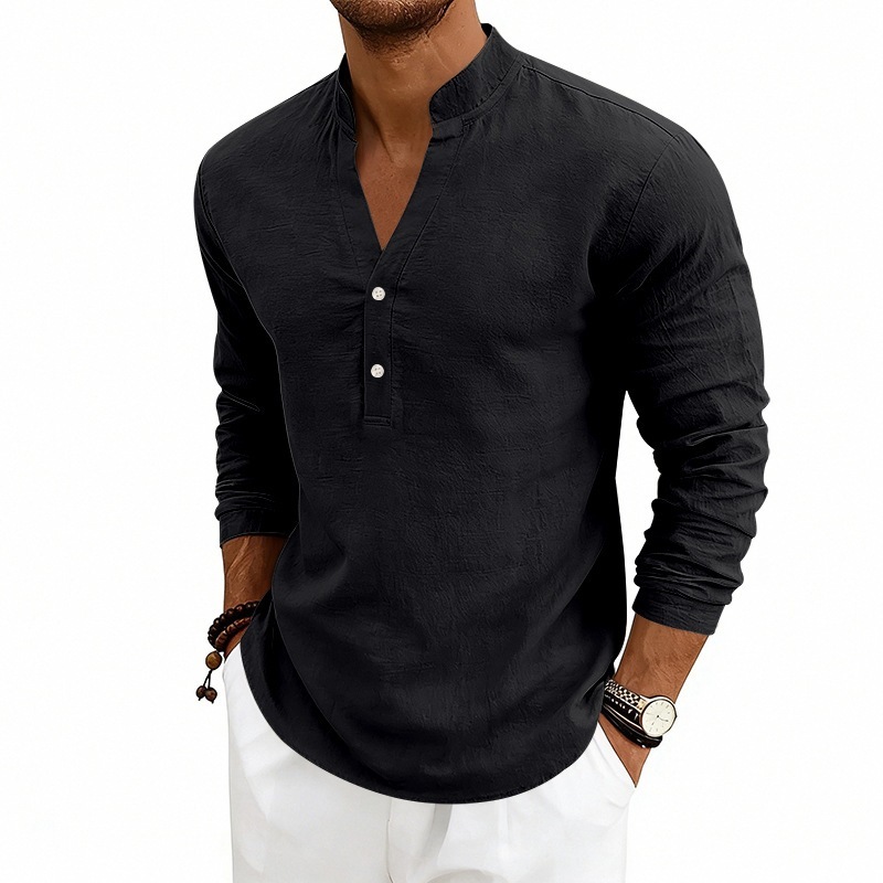 Men's Casual Breathable V-Neck Long-Sleeve T-Shirt - Image 8