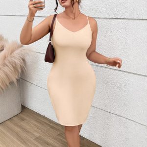 Womens Camisole Maxi Dress With Waist-cinching And Hip-lifting Design