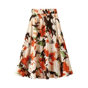 High-waisted Figure-flattering Mid-length Retro A-line Pleated Skirt