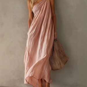 One-shoulder Sleeveless Long Holiday Dress