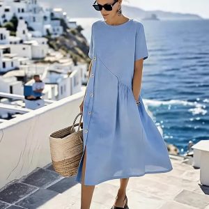 Womens Casual Mid-length One-piece Dress