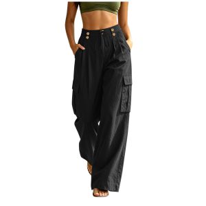 Multi-pocket Casual Cargo Pants With An Elastic Waistband