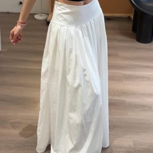 Pleated High-waisted A-line Maxi Skirt