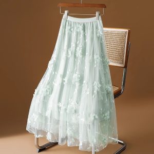 Mid-length High-waisted A-line Ultra-fairy Skirt