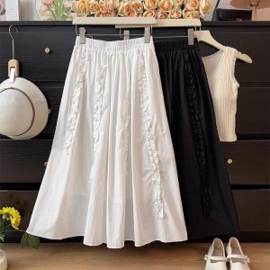 Spring Designer-style Versatile A-line Pleated Loose-fit Flared Skirt
