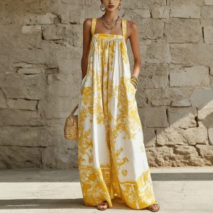 Printed Vacation Slip Dress For Women
